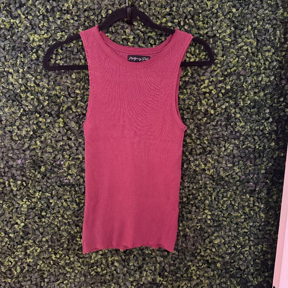 Montgomery Port Ribbed Tank Top Pink Sleeveless Knit Top Size S